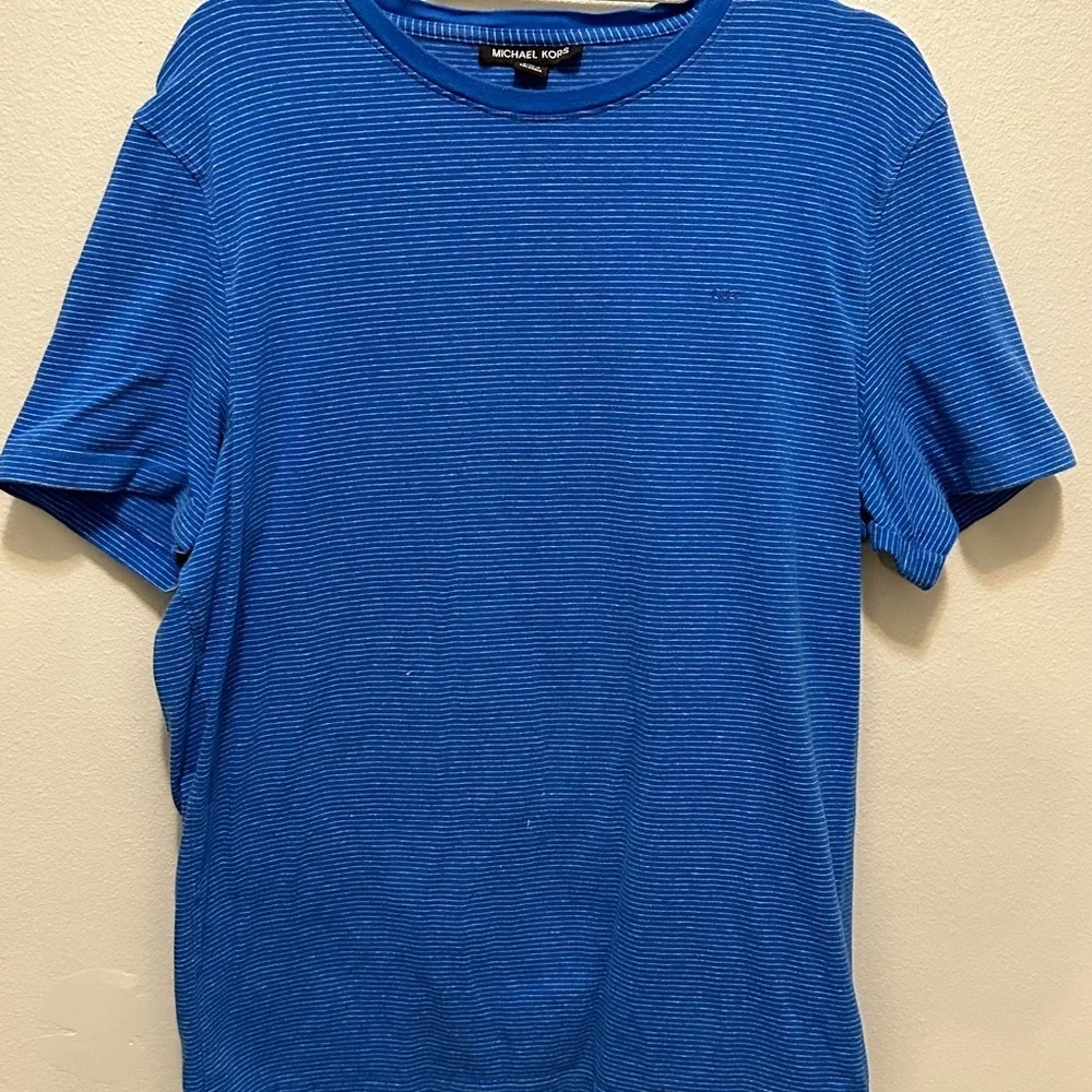 Michael kors blue striped tee shirt size Large pre owned - Picture 3 of 10